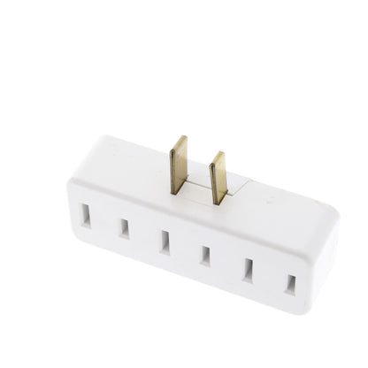 Leviton 65-W White 15A Adapter Plug-In Triple Tap Outlet Bulk NEMA 1-15R 125V
