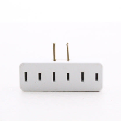 White Adapter Plug-In Triple Tap Outlet NEMA 1-15R 15A 125V 65-W Square Edges
