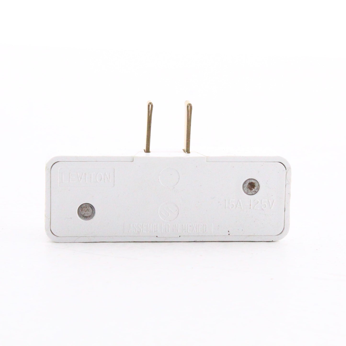 White Adapter Plug-In Triple Tap Outlet NEMA 1-15R 15A 125V 65-W Square Edges