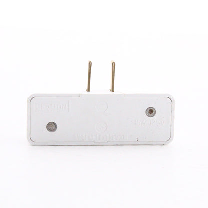 White Adapter Plug-In Triple Tap Outlet NEMA 1-15R 15A 125V 65-W Square Edges
