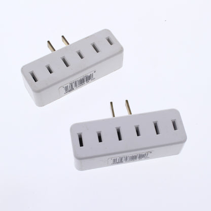 Leviton 65-W White 15A Adapter Plug-In Triple Tap Outlets Bulk 1-15R 125V 2pcs