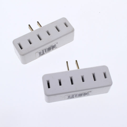 Leviton 65-W White 15A Adapter Plug-In Triple Tap Outlets Bulk 1-15R 125V 2pcs