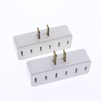 Leviton 65-W White 15A Adapter Plug-In Triple Tap Outlets Bulk 1-15R 125V 2pcs