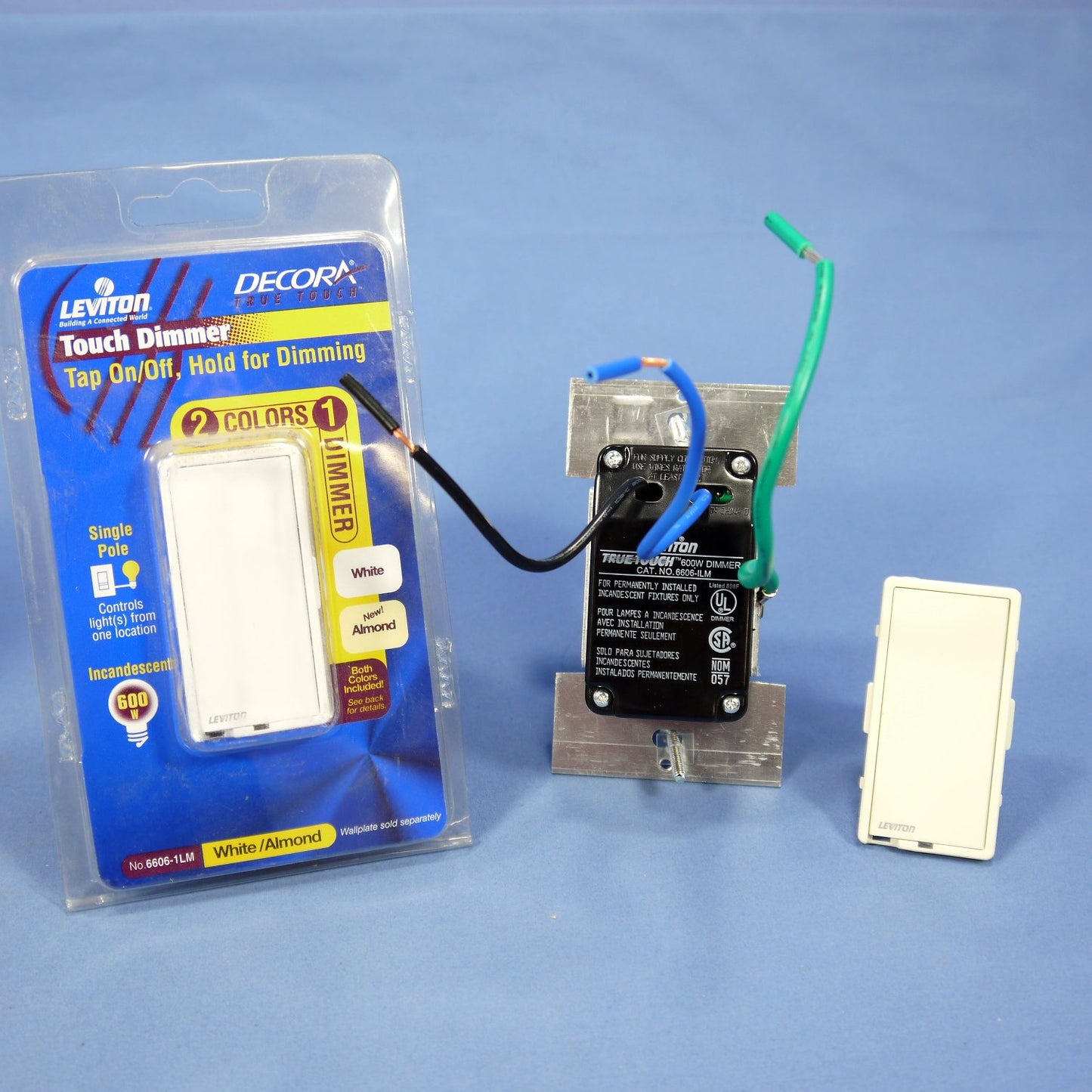 Leviton 6606-1LM White Almond Decora Touch Pad Dim Switch Incandescent Only 5pcs
