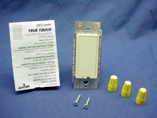 Leviton Touch On/Off Dimmer Switch Preset INCANDESCENT 600W 6606-AA Almond