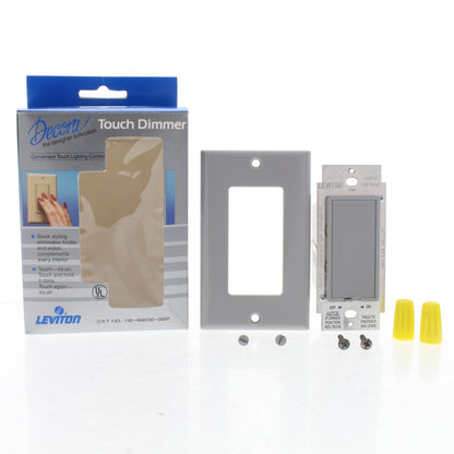 Leviton 6606-GSP Gray Decora Touch Pad Light Dimmer 1-Pole Switch Preset 600W