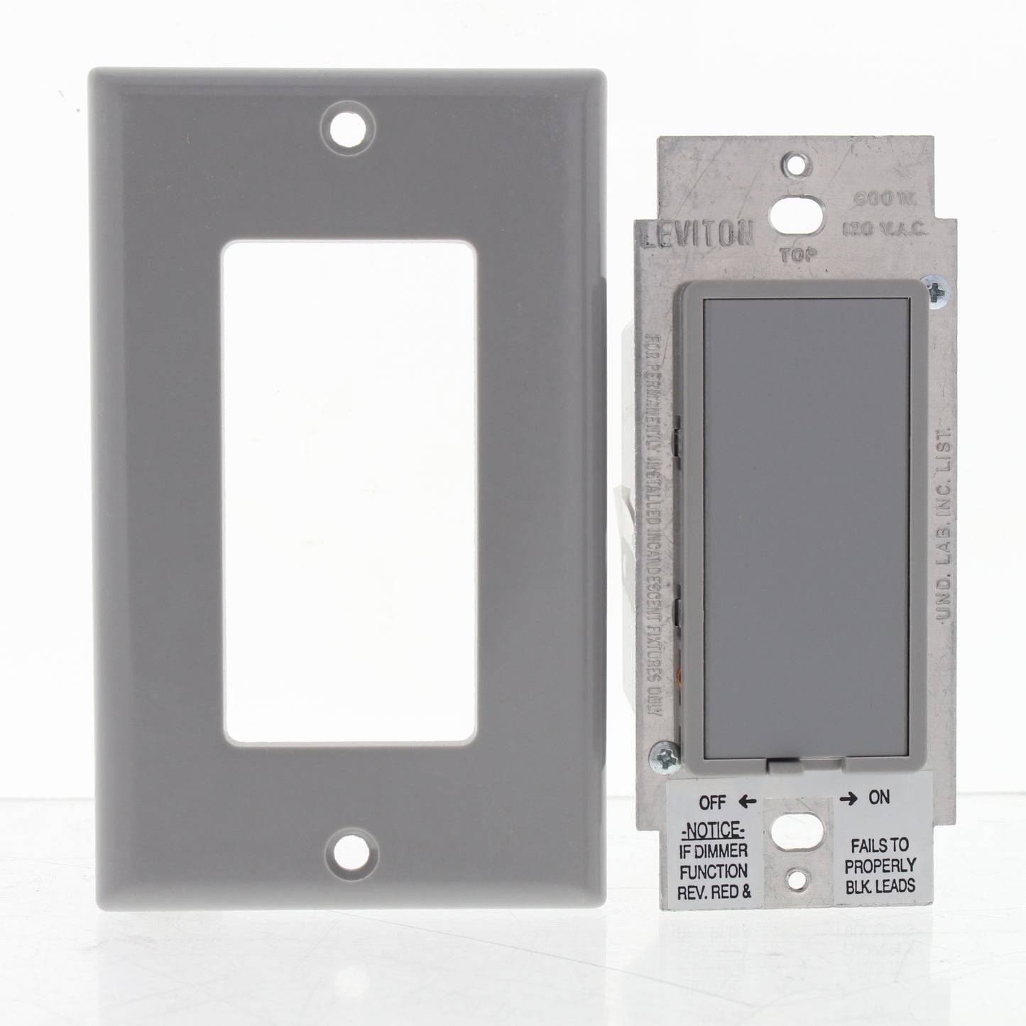 Leviton 6606-GSP Gray Decora Touch Pad Light Dimmer 1-Pole Switch Preset 600W