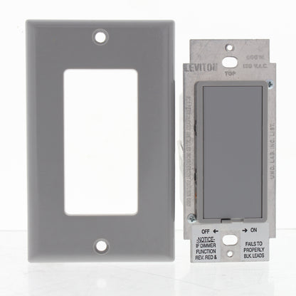 Leviton 6606-GSP Gray Decora Touch Pad Light Dimmer 1-Pole Switch Preset 600W
