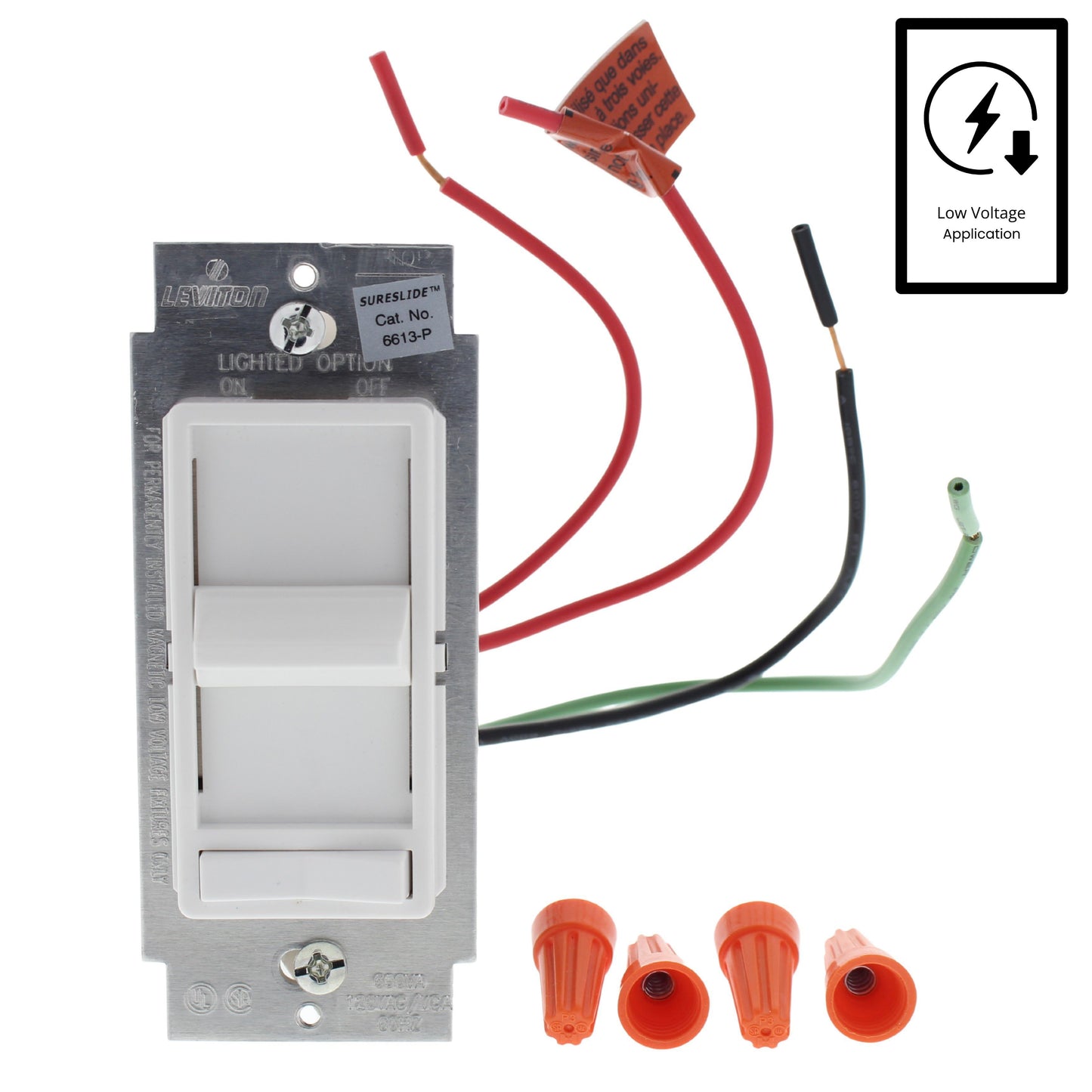 White Lighted 3-Way Slide Dimmer Preset Incandescent Magnetic Low Volt 6618-PLW