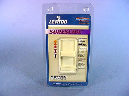 5 Leviton Almond Decora Lighted 3-Way Preset Slide Dimmer INCANDESCENT 6633-PA