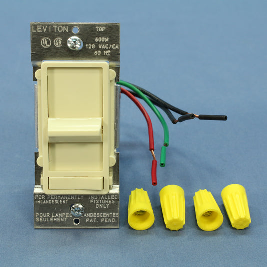 Leviton Almond Decora Lighted 3-Way Slide Dimmer Switch Incandescent 6633-PA
