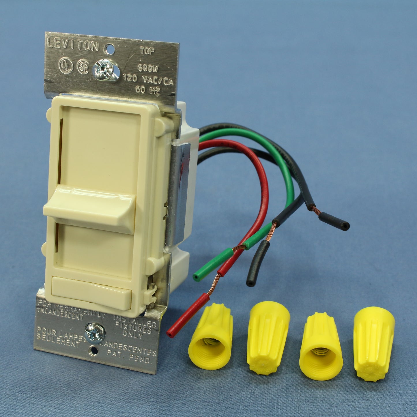 Leviton Almond Decora Lighted 3-Way Slide Dimmer Switch Incandescent 6633-PA