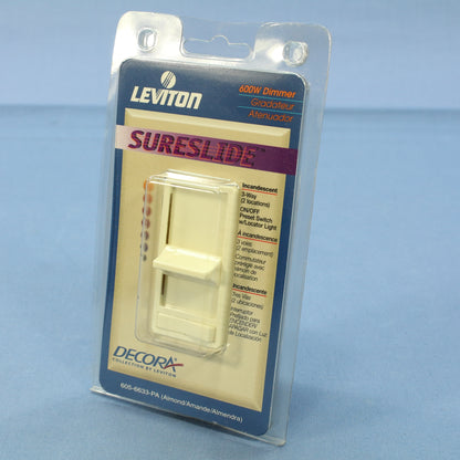 Leviton Almond Decora Lighted 3-Way Slide Dimmer Switch Incandescent 6633-PA