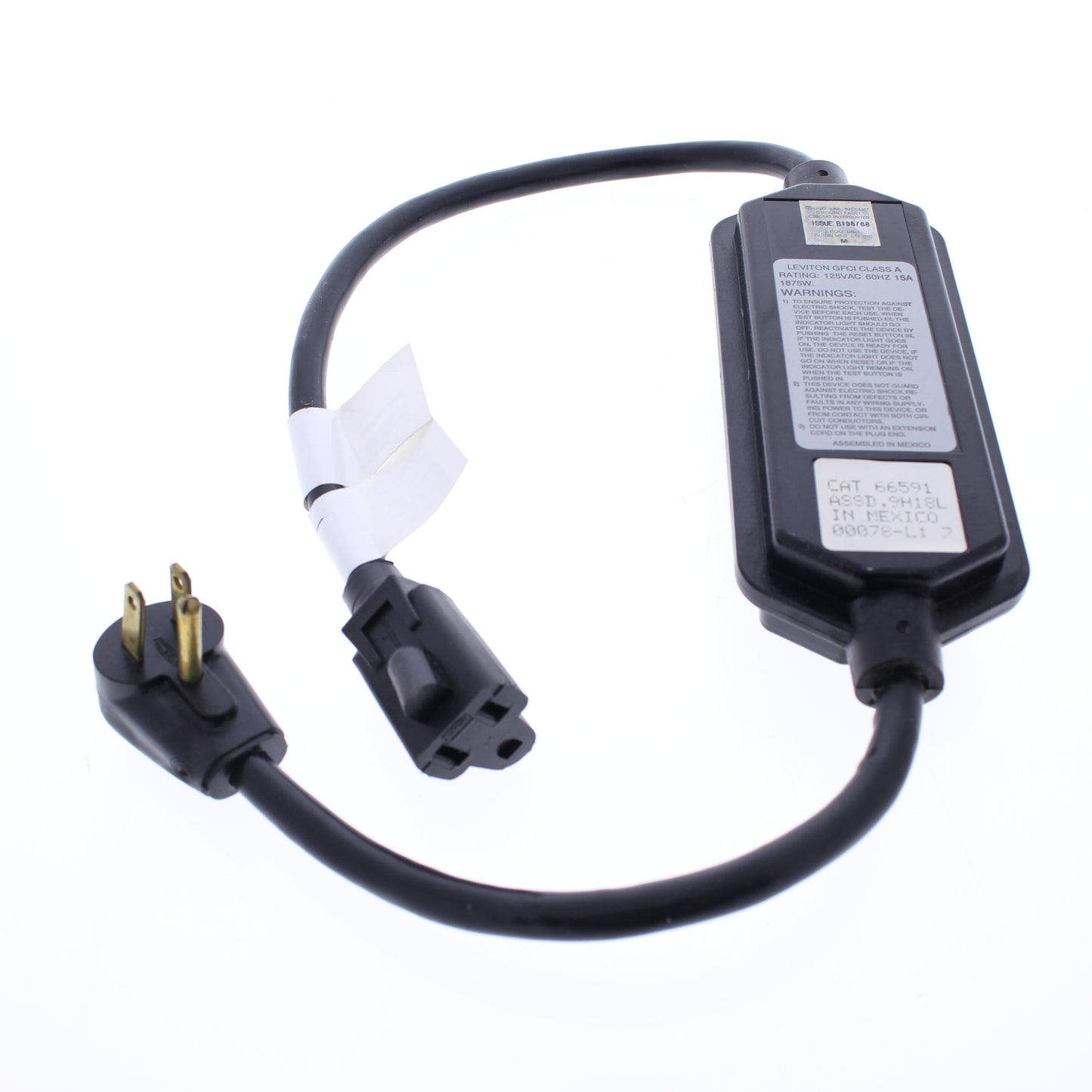 Leviton Industrial Reset Gfci 2' Extension Cord Set Nema 5-15 15A 125V 66591-2C