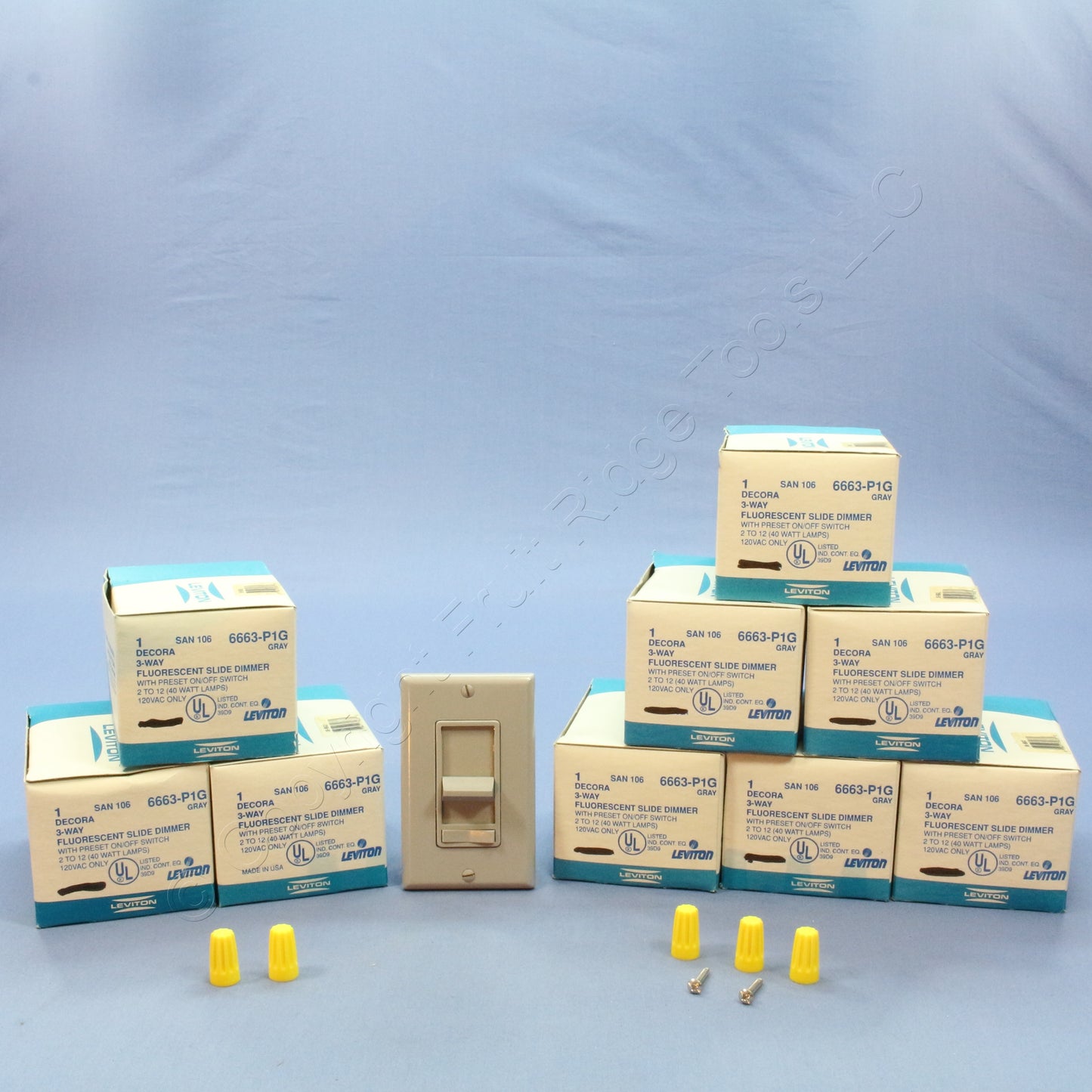 Leviton 6663-P1G Gray Fluorescent Dimmer Switches 2-12 Bulbs!! 480W 120V 10-Pack