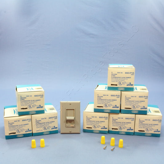 Leviton 6663-P1G Gray Fluorescent Dimmer Switches 2-12 Bulbs!! 480W 120V 10-Pack