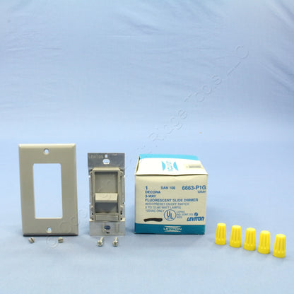 Leviton 6663-P1G Gray Fluorescent Dimmer Switches 2-12 Bulbs!! 480W 120V 10-Pack