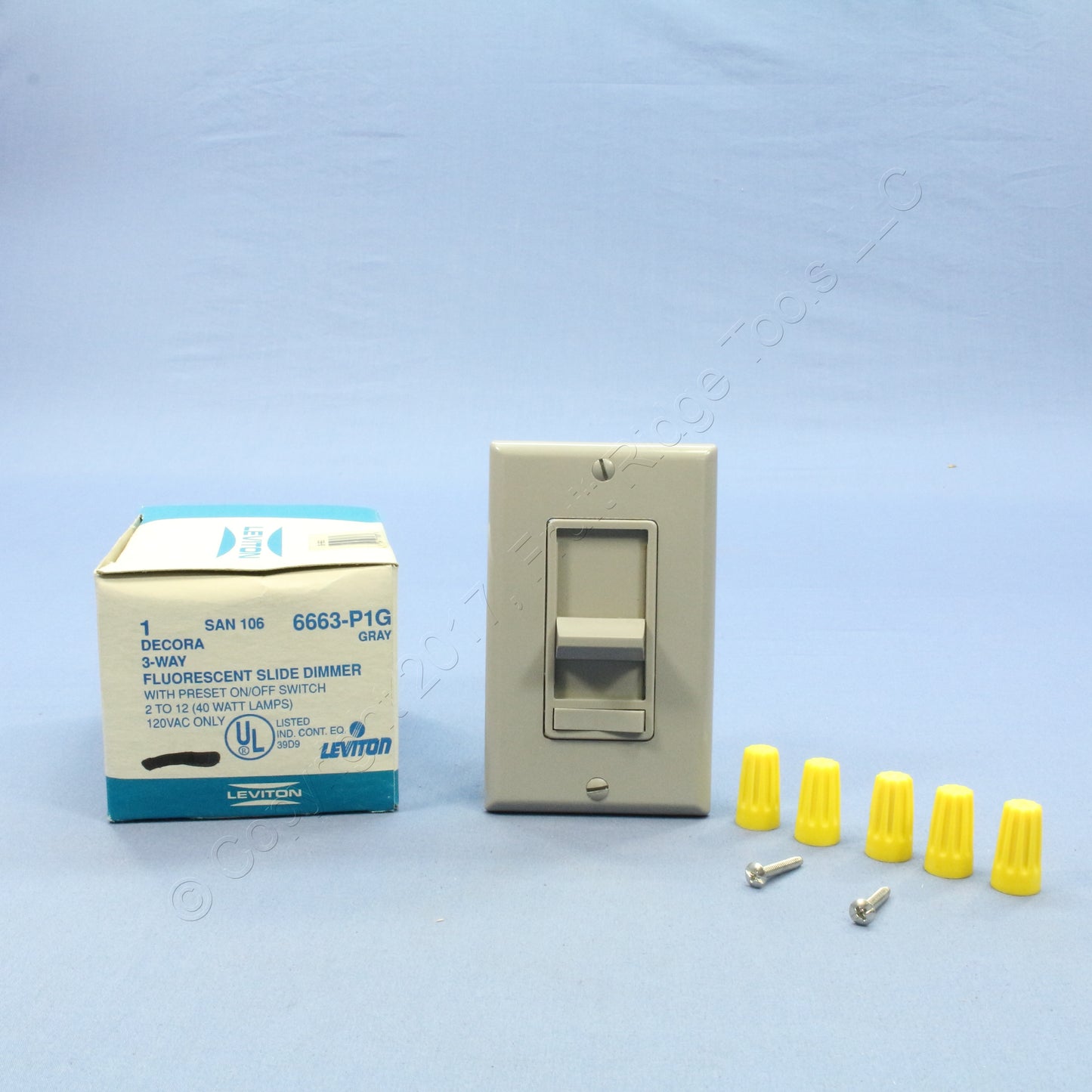 Leviton 6663-P1G Gray Fluorescent Dimmer Switches 2-12 Bulbs!! 480W 120V 10-Pack