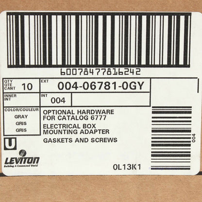 10 Gray Leviton Electrical Box Mounting Adapters w/ Gasket Lining 6781-GY Bagged