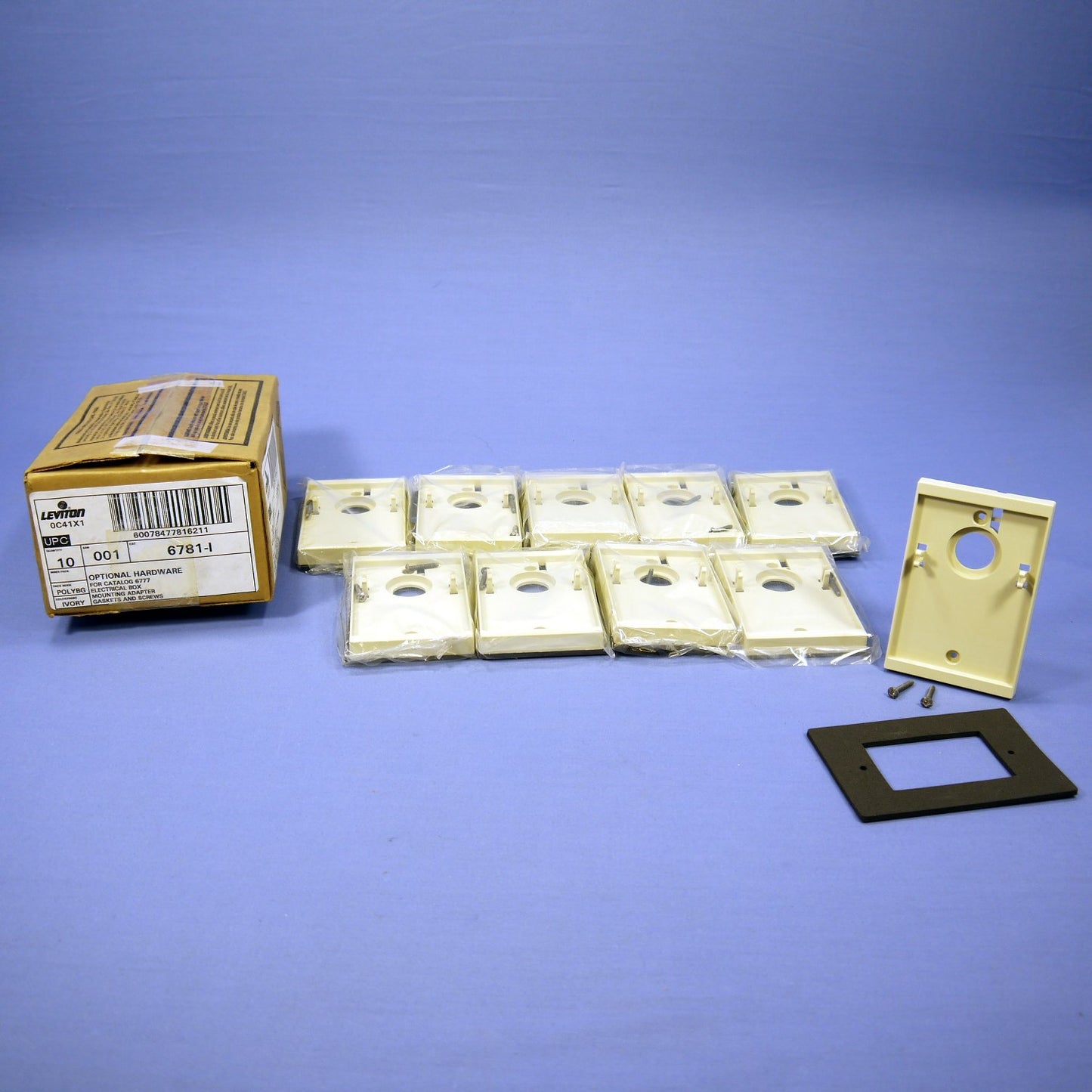 Leviton 6781-I Ivory Electrical Box Mounting Adapters w/ Gasket for #6777 10pcs