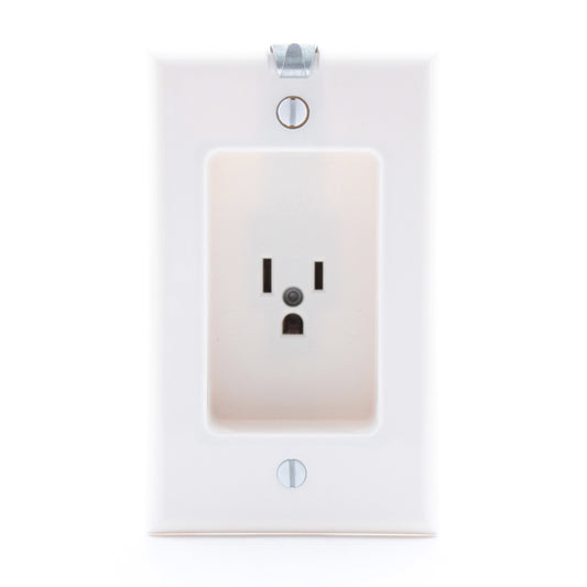 Leviton White Clock Hanger 1" Recessed Depth Outlet Receptacle 15A 5-15R 688-W