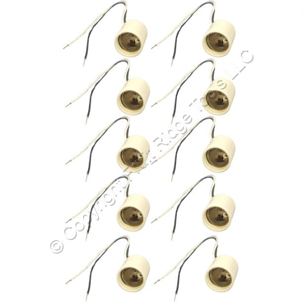10 Leviton Unglazed Porcelain Light Socket Lamp Holders Medium 660W 70035-10