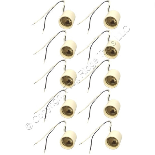 10 Leviton Unglazed Porcelain Light Socket Lamp Holders Medium 660W 70035-10