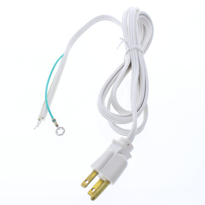 Leviton 7079-6-WH White 6-Ft Lamp Cord 18/3 with Molded Grounding Connector Plug