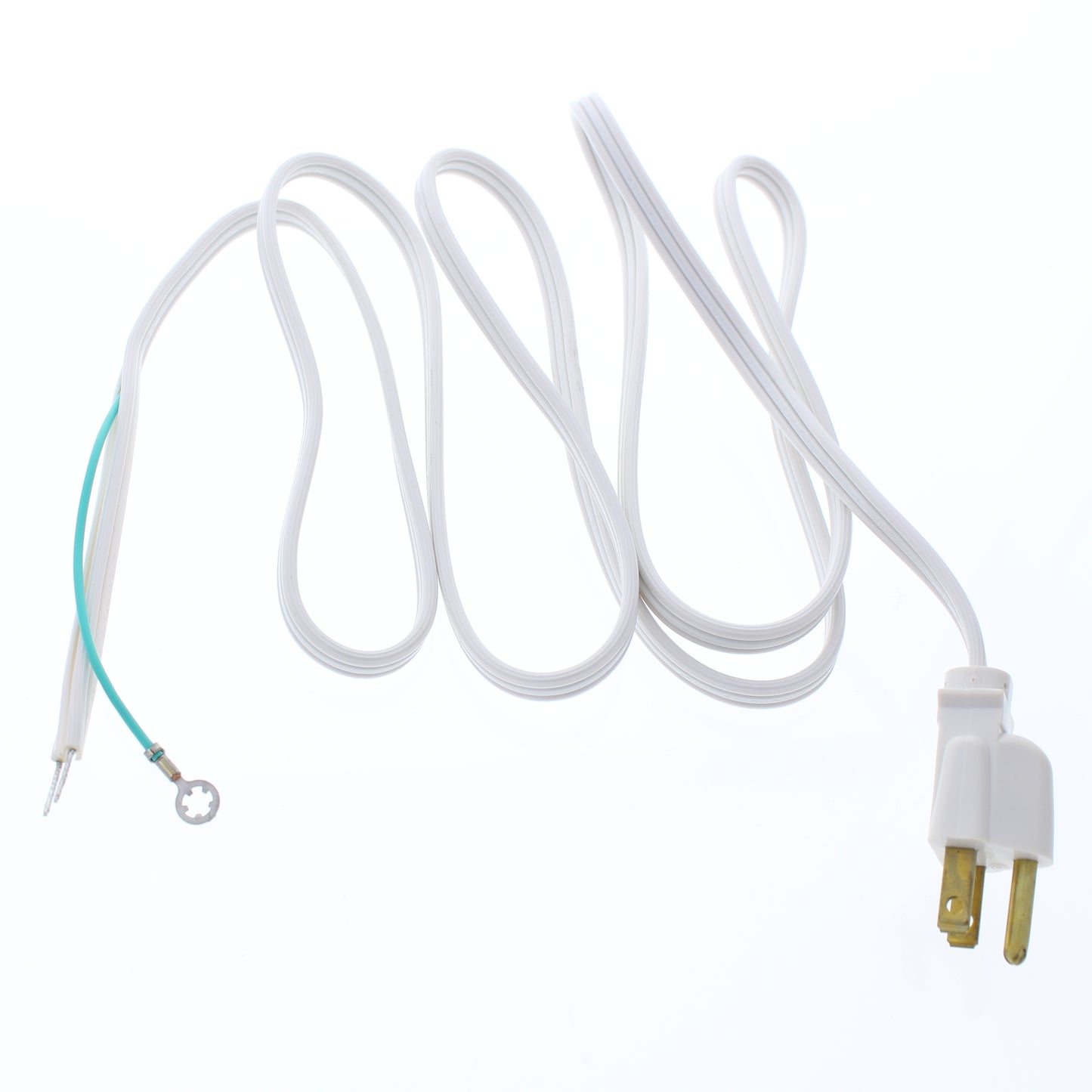 Leviton 7079-6-WH White 6-Ft Lamp Cord 18/3 with Molded Grounding Connector Plug