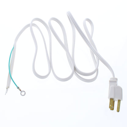 Leviton 7079-6-WH White 6-Ft Lamp Cord 18/3 with Molded Grounding Connector Plug