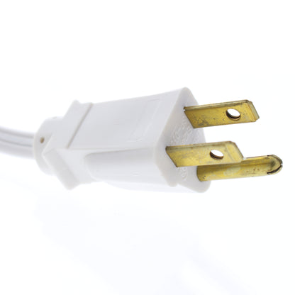 Leviton 7079-6-WH White 6-Ft Lamp Cord 18/3 with Molded Grounding Connector Plug