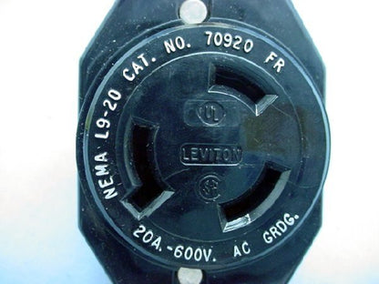 Leviton 70920-FR Twist Turn Locking Receptacle Outlet 20A 600V NEMA L9-20R Boxed