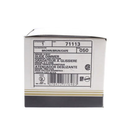 Leviton 71113 Brown Renoir 3-Way Dimmer Switch Mag Low Volt 1000W Incandescent