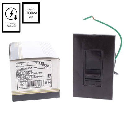 Leviton 71113 Brown Renoir 3-Way Dimmer Switch Mag Low Volt 1000W Incandescent