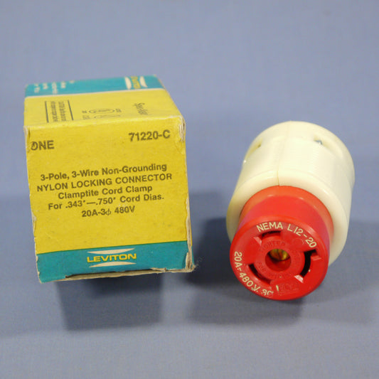 Leviton Turn Locking Connector Plug Nema L12-20R 20A 3� 480V 71220-C Boxed