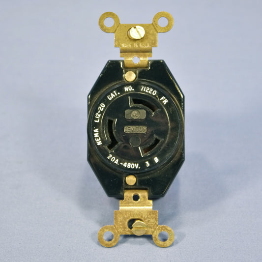 Leviton Locking Receptacle Turn Lock Outlet Nema L12-20R 20A 480V Bulk 71220-FR