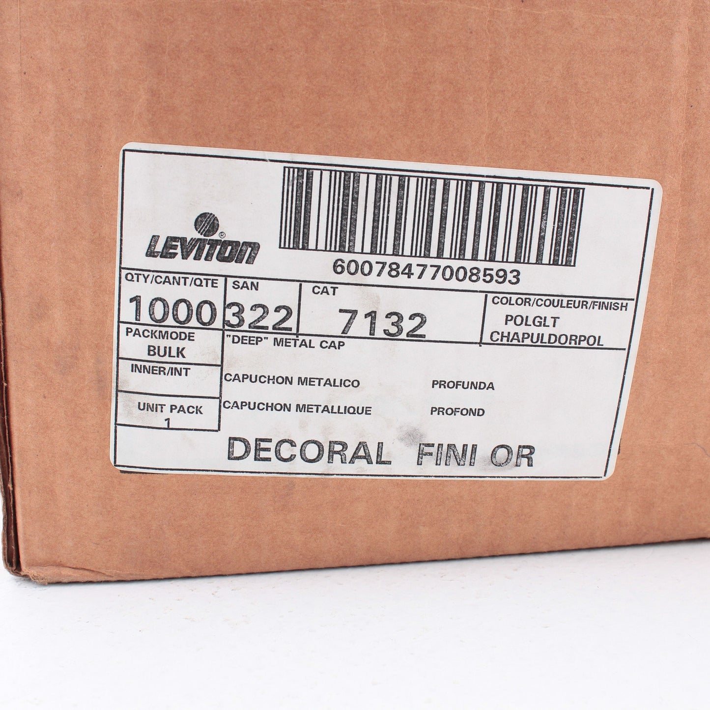 Leviton 7132 Metal Shell Lampholder Light Socket Caps w/ 1/8 IPS Bushing 1000pcs