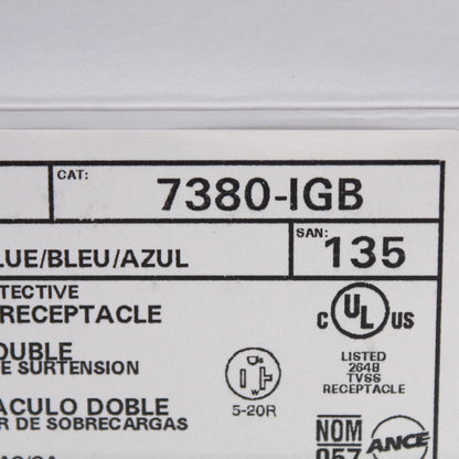 Leviton 7380-IGB LED Alarm Isolated Ground Blue Surge Outlets Type 3 20A 10-Pack