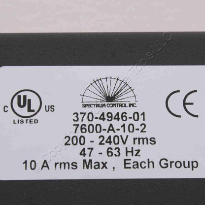 Leviton 7600-A-10-2 Plug Power Strip Grouped Outlets 200-240V 10A rms Max/Group