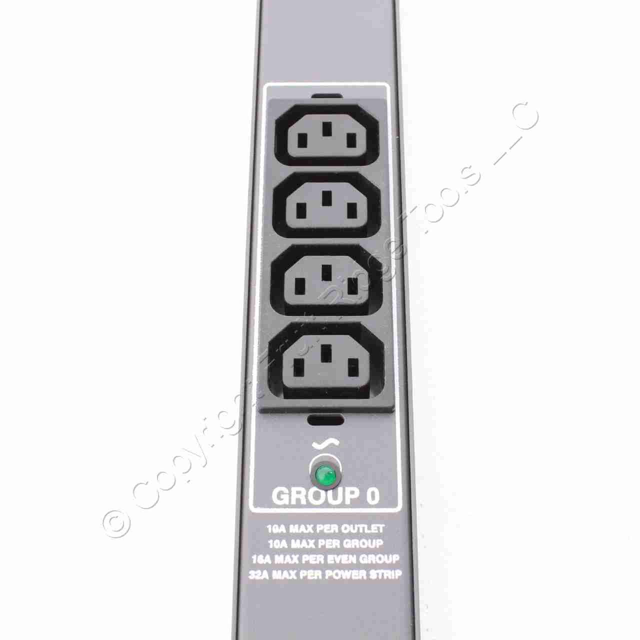 Leviton 7600-A-10-2 Plug Power Strip Grouped Outlets 200-240V 10A rms Max/Group