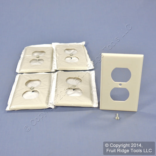 Leviton 78003 Light Almond 1-Gang Duplex Plastic Standard Wallplate Cover 5-pack
