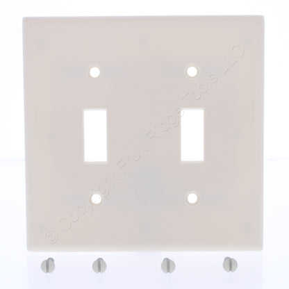 Leviton 78009 Light Almond 2-Gang Toggle Switch Plastic Standard Wallplate Cover