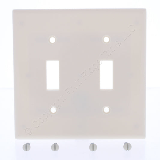 Leviton 78009 Light Almond 2-Gang Toggle Switch Plastic Standard Wallplate Cover