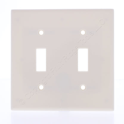 Leviton 78009 Light Almond 2-Gang Toggle Switch Plastic Standard Wallplate Cover