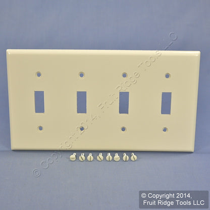 Leviton 78012 Light Almond 4-Gang Plastic Toggle Switch Standard Wallplate Cover