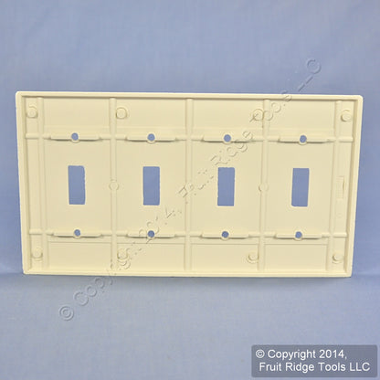 Leviton 78012 Light Almond 4-Gang Plastic Toggle Switch Standard Wallplate Cover
