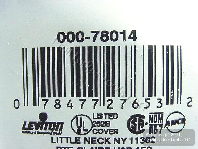 Leviton 78014 Lt Almond 1-Gang Blank Plastic Standard Wallplate Cover Box Mount