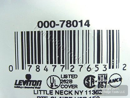 Leviton 78014 Lt Almond 1-Gang Blank Plastic Standard Wallplate Cover Box Mount