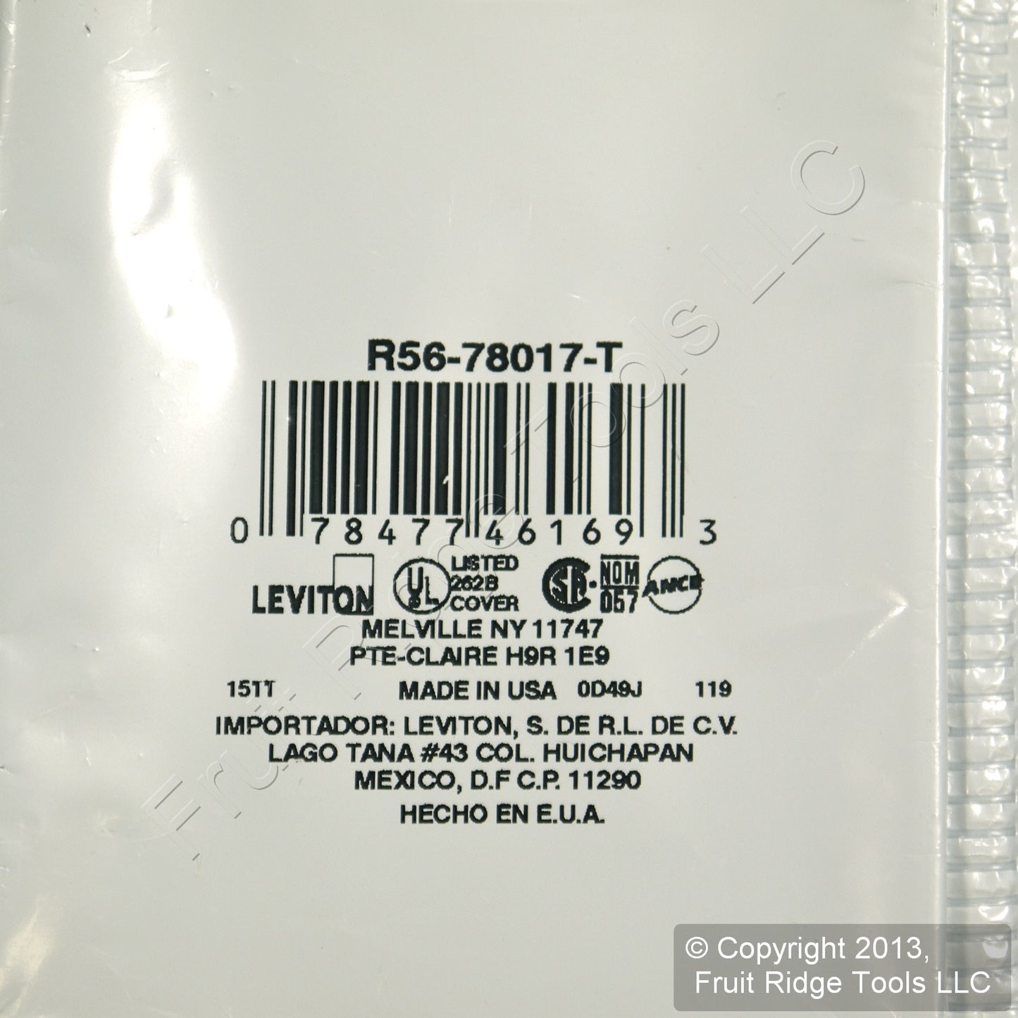 Leviton 78017 Lt Almond 1-Gang Cable Telephone .625" Hole Thermoset Wallplate