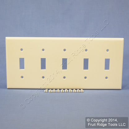Leviton 78023 Light Almond 5-Gang Toggle Switch Plastic Standard Wallplate Cover